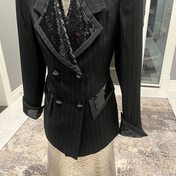 Lillie Rubin pin stripe holiday blazer size 4 1990 does 1970s vintage - Picture 3 of 16